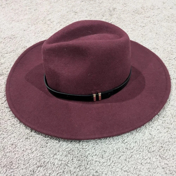 House of Harlow 100% Wool Hat Maroon and Black - Picture 1 of 11